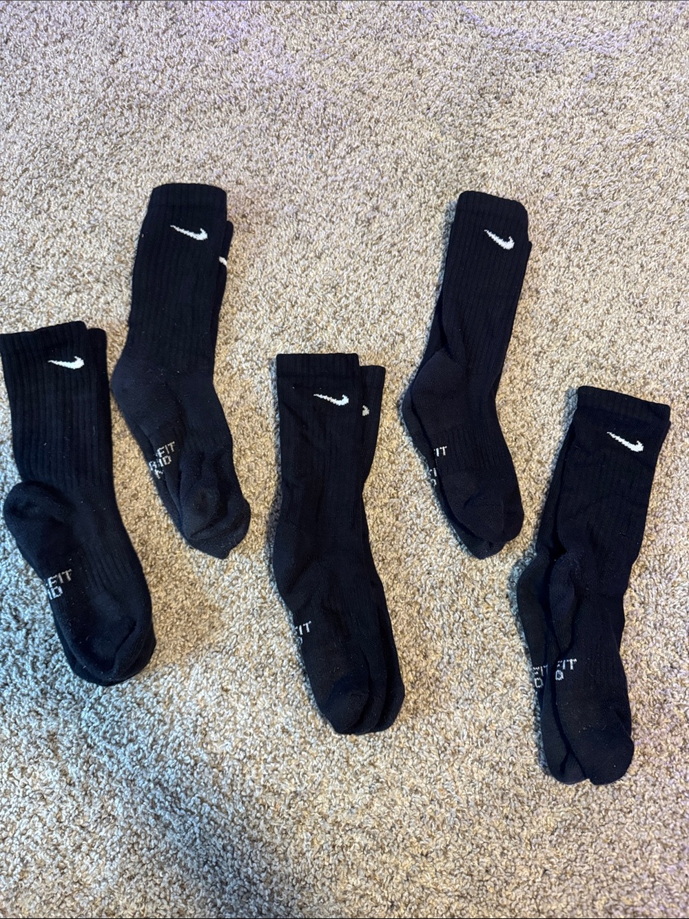 Nike Black Crew Athletic Socks - 5 Pack